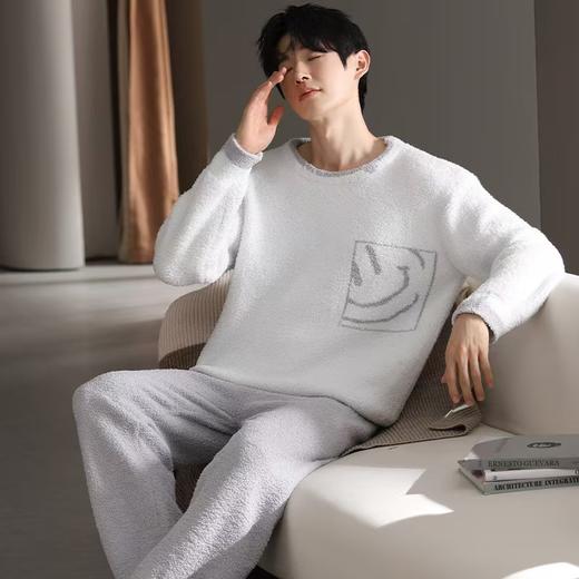 【暖男】半边绒睡衣男士冬季加厚加绒珊瑚绒秋冬款2025新款保暖家居服 商品图1