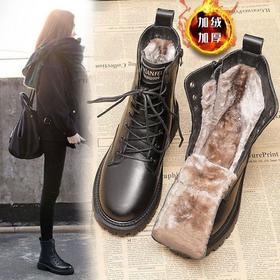 【寒潮b备❗️加绒短靴女】有一种温暖叫雪地靴，增高显瘦，百搭舒适，内里选用优质毛里，厚实保暖，抓地防滑不怕摔，秋冬季新款加厚保暖靴子百搭厚底马丁靴保暖棉鞋QQ