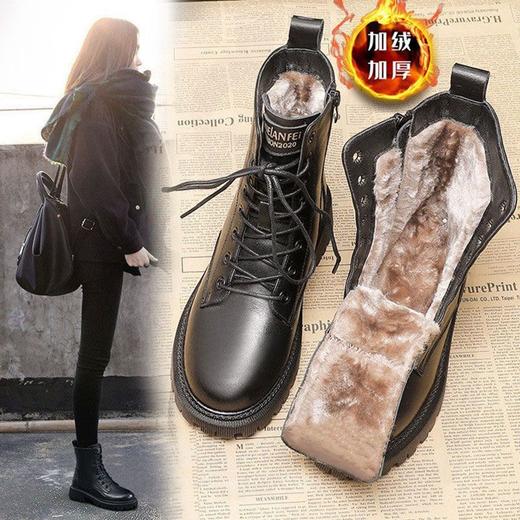 【寒潮b备❗️加绒短靴女】有一种温暖叫雪地靴，增高显瘦，百搭舒适，内里选用优质毛里，厚实保暖，抓地防滑不怕摔，秋冬季新款加厚保暖靴子百搭厚底马丁靴保暖棉鞋QQ 商品图0