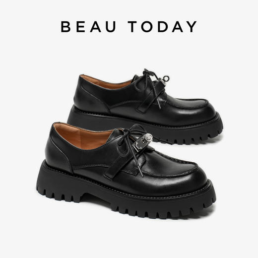 BeauToday Kelly扣厚底乐福鞋真皮英伦小皮鞋单鞋系带 商品图1