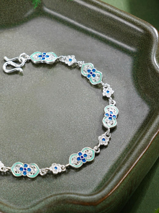 子佩集【四叶喜乐】S990银手链【QFSL018】花丝珐琅彩2510 商品图3