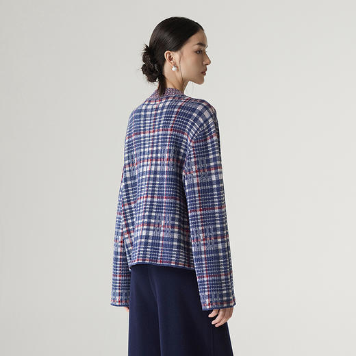 【林栖设计小店】【手工绣花】毛织上衣复古格纹宽松2025秋冬新款毛衣女1954028 商品图4