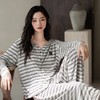 【素颜也美】2025春秋睡衣女士时尚高级感可外穿宽松柔软条纹V领家居服秋款套装 商品缩略图3