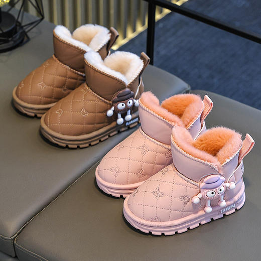 小黄鸭合集冬季雪地棉冬靴防水男女童时尚短靴子宝宝加绒保暖棉鞋小孩防滑靴25-37 商品图9