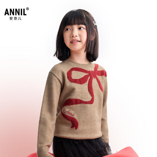 女童圆领长袖针织衫冬季新款安奈儿童装EG544634 商品图1