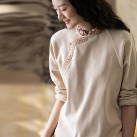 牧衣游原创 机绣棉质套头衫冬柔软亲肤复古文艺百搭宽松上衣 舟遥