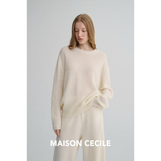 MAISON CECILE 三色|马海毛羊毛混纺软糯绒感舒适圆领针织毛衣 商品图2