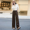 【10/23新品】熙世界「羊毛通勤裤」咖色窄版阔腿裤女秋冬运动休闲卫裤镰刀裤子 商品缩略图3