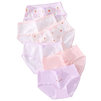 浪莎儿童内裤女童中大童发育期三角裤六条装 紫色小兔 140 商品图6