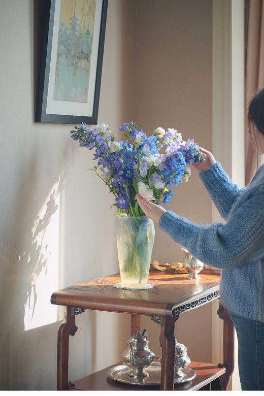 独角鹿西洋古董 1924年法国水晶工坊莱俪LALIQUE设计出品「CEYLAN 鹦鹉」主题蓝色欧泊水晶花瓶 商品图1