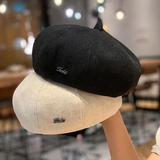 赵思露同款秋冬帽子女复古英伦贝雷帽大头围显脸小画家帽简约百搭字母邮差帽 商品图3