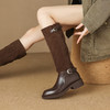 【预售7天】新款拼接百搭西部靴女英伦风宽筒长筒靴显瘦时尚骑士靴LD&7521 商品缩略图4