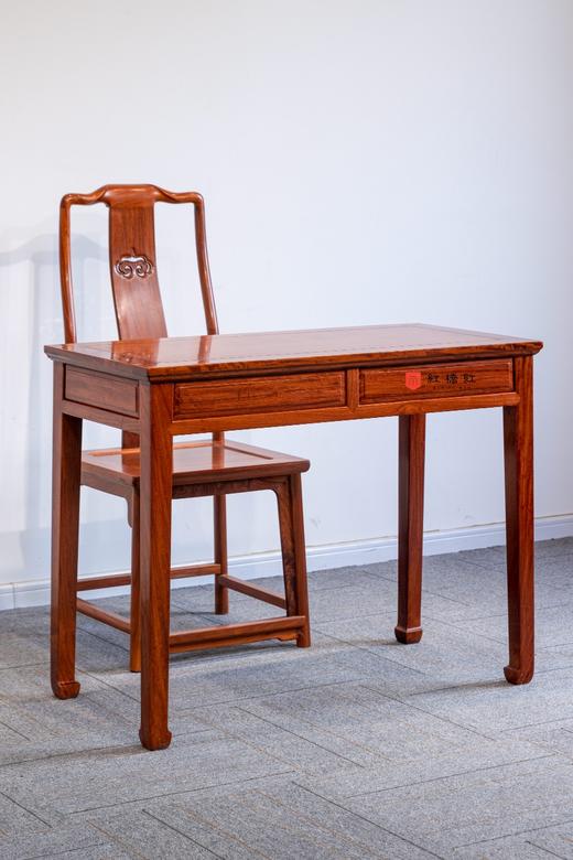 红桥红  家具严选  缅甸花梨(大果紫檀）  【98 马蹄腿双抽屉 小书桌】 商品图1