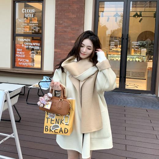 现货 圣托里尼winter 100羊毛双面双穿温暖调围巾大衣 商品图3