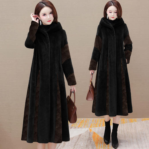 QYM DR2593-Y连帽貂绒大衣厚款休闲加厚毛绒外套 商品图3