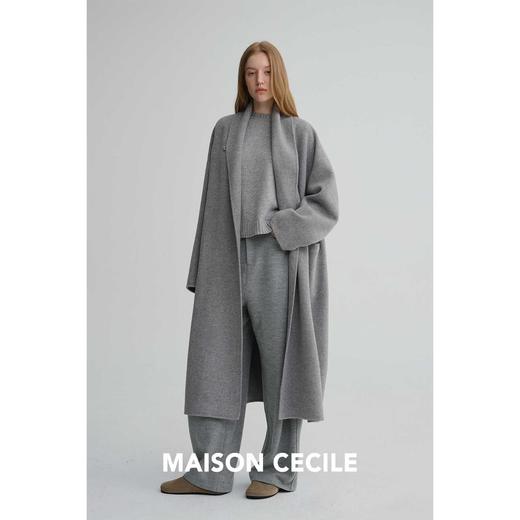MAISON CECILE 两色|羊绒羊毛双面呢极简翻领茧型廓形长款大衣 商品图3