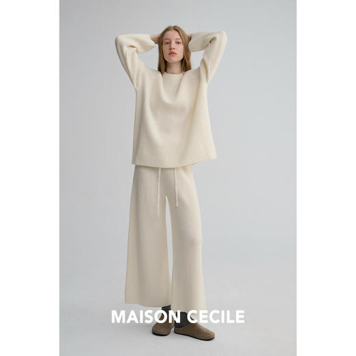 MAISON CECILE 两色|羊绒羊毛针织廓形插肩袖毛衣/抽绳八分阔腿裤 商品图4