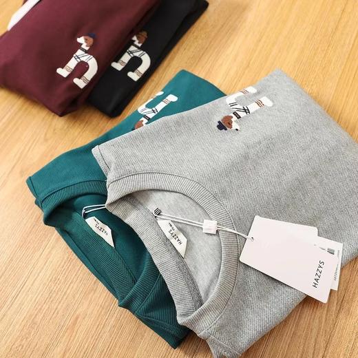 D102033秋冬新款休闲圆领上衣T恤男纯色通勤长袖卫衣 商品图3