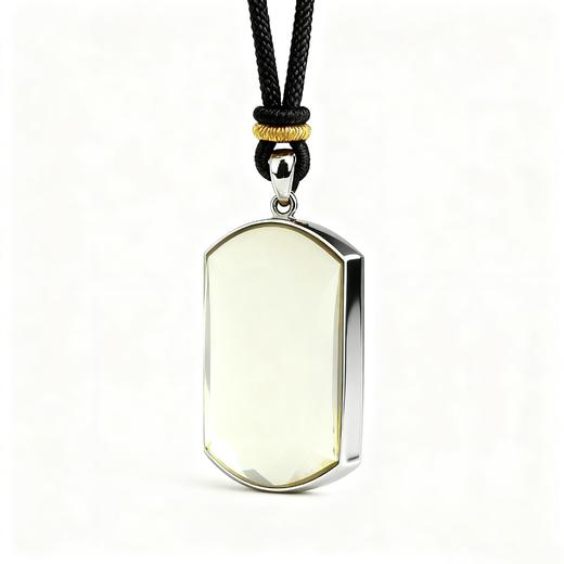 2026化天时受克 天然黄水晶平安无事牌 925银镶嵌许愿方牌项链挂件 商品图3