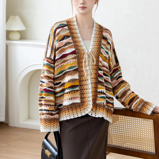 苏苏姐家微漾水波纹开衫手工DIY钩针4股牛奶棉衣服毛线团材料包 商品图1