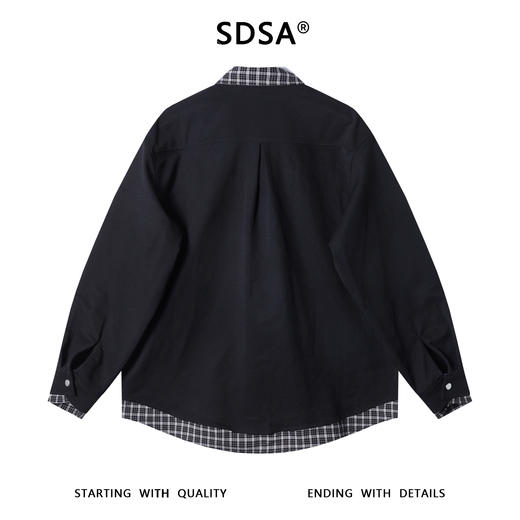 26178SDSA男士秋冬新款痞帅男装高街拼接格子翻领假两件衬衫百搭时尚 商品图5