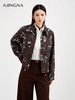 【商城同款】阿菁娜秋季新款抽象印花亚麻夹克复古巴恩风衬衫外套腰部抽绳A30Q107013 商品缩略图1