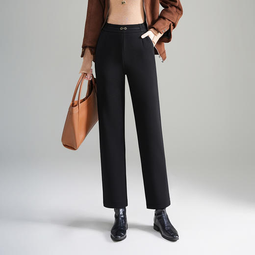MYX松紧腰通勤时尚小直筒裤垂坠感修身九分裤2025冬款遮胯显瘦烟管裤 商品图0