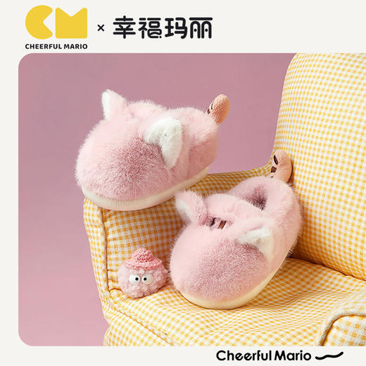 幸福玛丽儿童猫咪棉拖鞋25WINRC-611粉色/卡其色170#-210# 商品图1