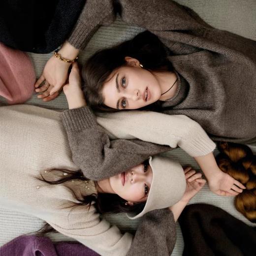 雪域珍稀！2025重磅牦牛绒粗针圆领毛衣羊毛针织一字领气质女秋款！ 商品图2