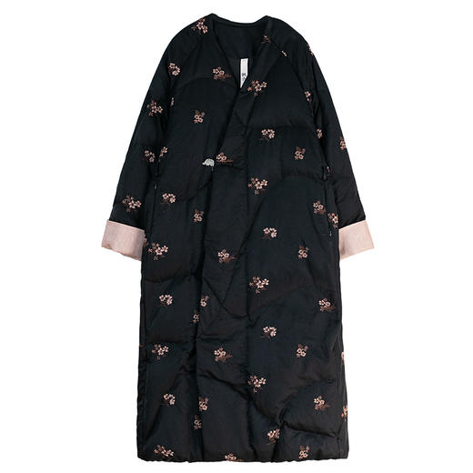 牧衣游原创 丝棉匹绣红嘴雁绒羽绒服长外套女新抗寒加厚保暖 渡霜 商品图4