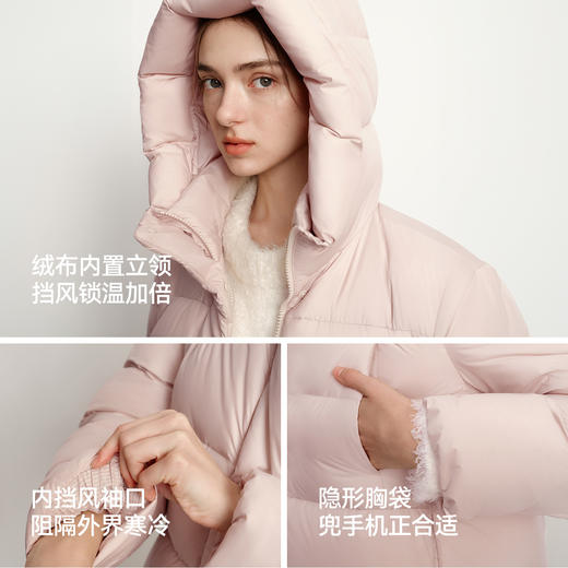 轻松|森马羽绒服女冬长款90绒子三防抗静电2025新款纯色连帽外套 商品图2
