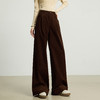 【10/23新品】熙世界【灯芯绒天丝裤】复古咖色阔腿裤女秋冬高腰宽松直筒休闲裤 商品缩略图4