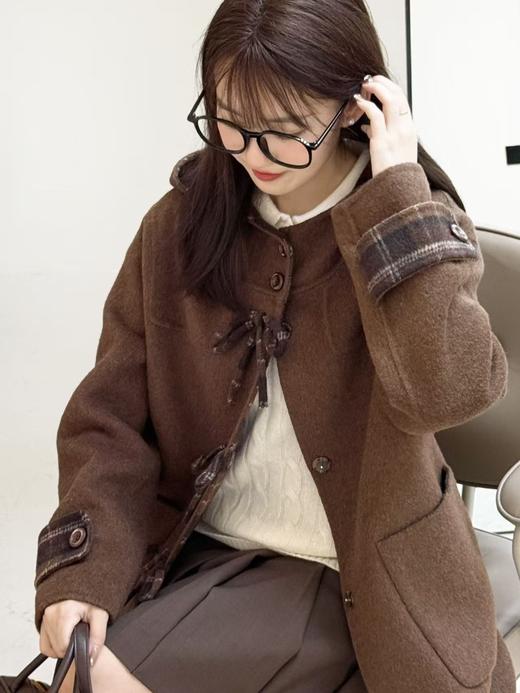 【蝶安鹿梦】2025韩系长款蝴蝶结设计百搭保暖长款羊毛大衣外套！ 商品图2