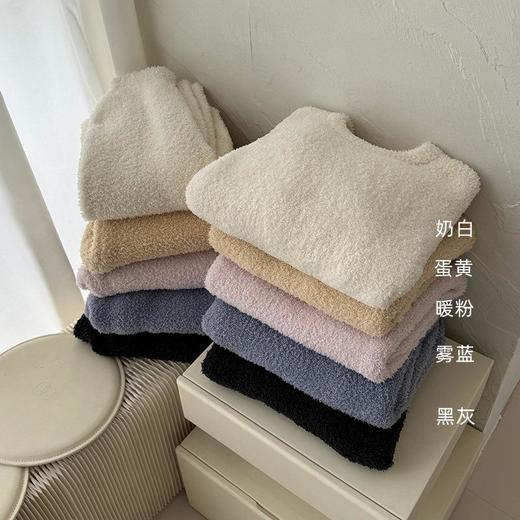 半边绒睡衣冬季新款冰淇淋色系软绵绵弹力家居服女可外穿加厚套装 商品图0
