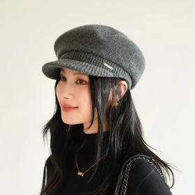 疯帽子 25年秋冬新韩版时尚简约羊毛鸭舌帽女显脸小 百搭逛街报童帽