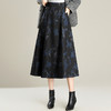 MYX通勤印花A字裙垂坠感修身显瘦蓬蓬裙2025年冬款时尚高腰半身裙 商品缩略图0
