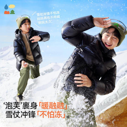 【儿童泡芙羽绒服】森林棠25冬季新款男童女童轻盈保暖白鸭绒连帽羽绒服80932511 商品图1