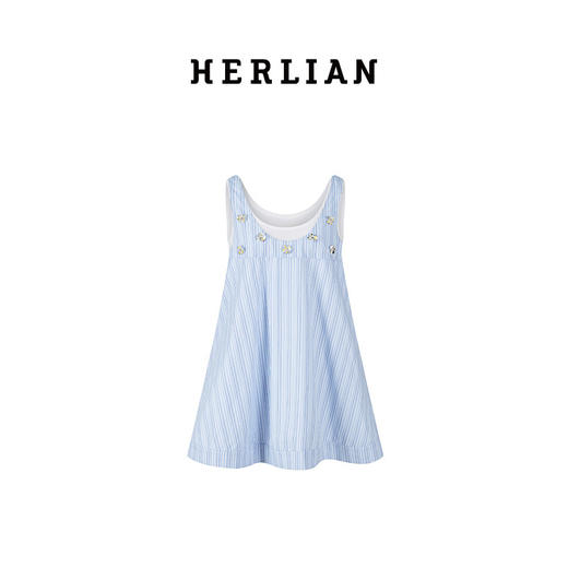 HERLIAN 2025年春季女士两件套手工立体花背心连衣裙 商品图4