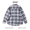 SDSA秋冬新款痞帅男装撞色烫钻珠子长袖衬衫百搭宽松格纹时尚上衣 商品缩略图5