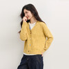 【年货节】熙世界多巴胺奶黄色毛衣短外套女2025秋冬季羊毛刺绣V领针织开衫 商品缩略图3