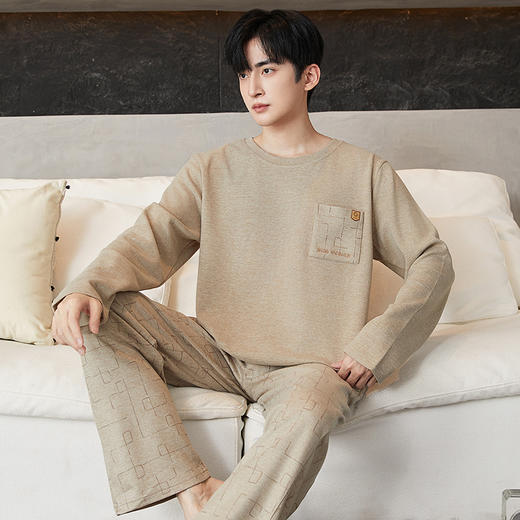 男装热卖 AB双面磨毛！【男士桑蚕丝棉羊毛家居服套装】内涵棉羊毛自发热材质  桑蚕丝养肤 上身升温蓄暖 宽松版型 遮肉显瘦不会臃肿  内外暖绒绒 防静电防起球  柔软不会扎肤  商品图0
