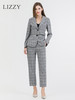 LIZZY 英伦风格纹西装裙型衣摆外套+裤子套装（配腰带）7367 商品缩略图1