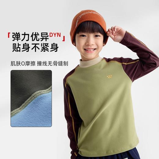 咕噜日记儿童半高领打底衫男童撞色绒衫2025秋冬女童保暖内搭上衣PDT2509 商品图4