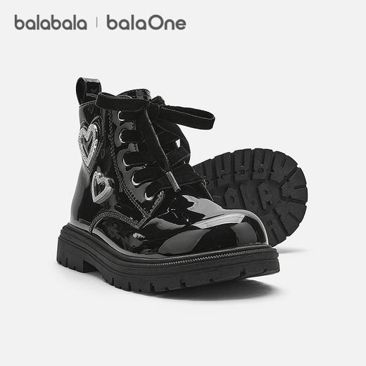 【balaOne】巴拉巴拉童鞋女童马丁靴亮面2025新款春秋靴子拉链款 商品图1