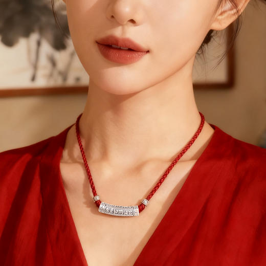 999足银六字真言朱砂手链 商品图3