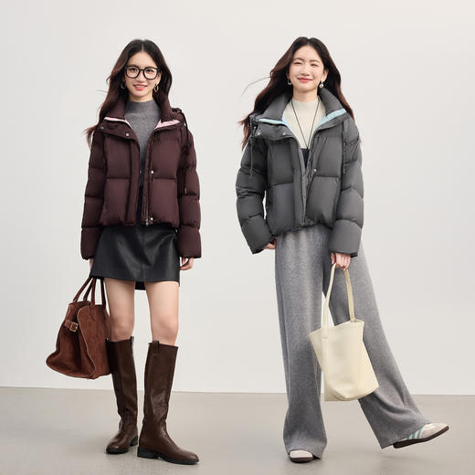 【年货节】熙世界【云朵小暖包】连帽短款羽绒服女冬季小个子面包服保暖外套 商品图3