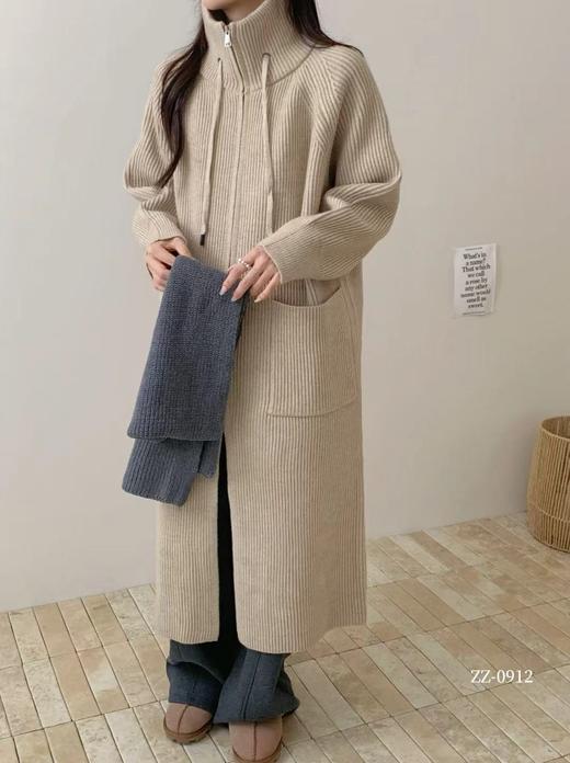 过膝长款针织羊毛开衫！2025秋冬新款宽松慵懒风毛外套女款！ 商品图0