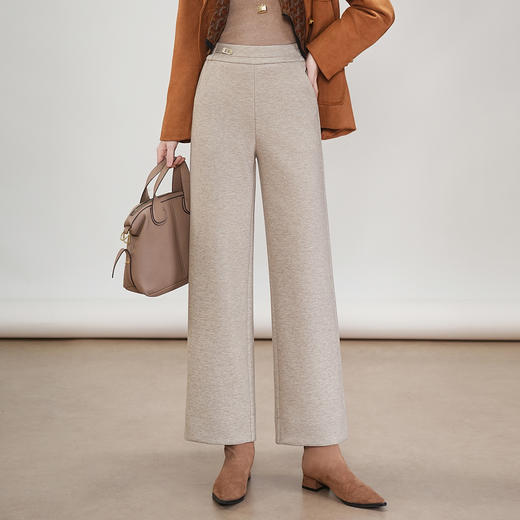 MYX松紧腰毛呢休闲九分裤垂坠感修身直筒裤2025年冬款遮胯显瘦阔腿裤 商品图1