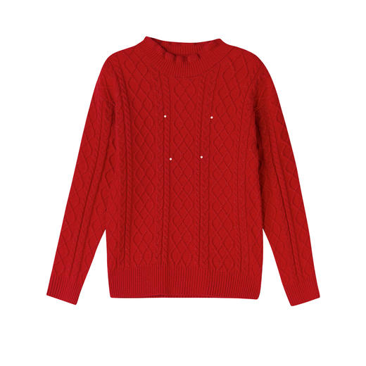 笛莎Deesha 童装女童毛衫2025冬新款木耳边绞花套头毛衣 商品图4