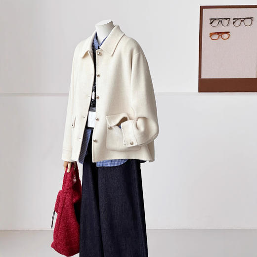 【独白荻花】高级感洋气女装2025秋冬新款单排扣软质金属扣外套！ 商品图1